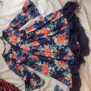 Girls Long Sleeve Floral Print Dress